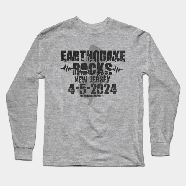 Earthquake Rocks New Jersey 2024 Black Long Sleeve T-Shirt by SherringenergyTeez